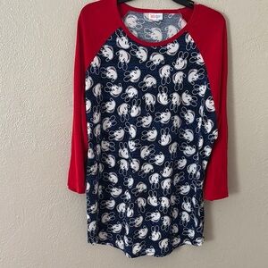 Women’s LuLaRoe Raglan Shirt, Mickey Mouse, 3X, Red/Blue/White